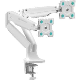 Desk Mount for Two Monitors 13"-32" max 20 lbs, Tilt-Swivel, with Rotation, White G200