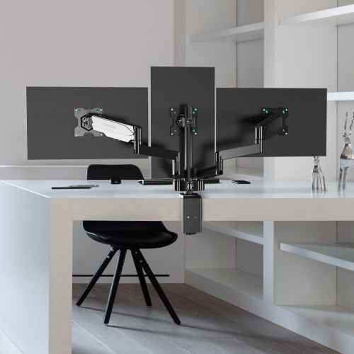 Desk Mount for Three Monitors 13"-32" max 18 lbs, Tilt-Swivel, with Rotation, Black G280 - Image 2