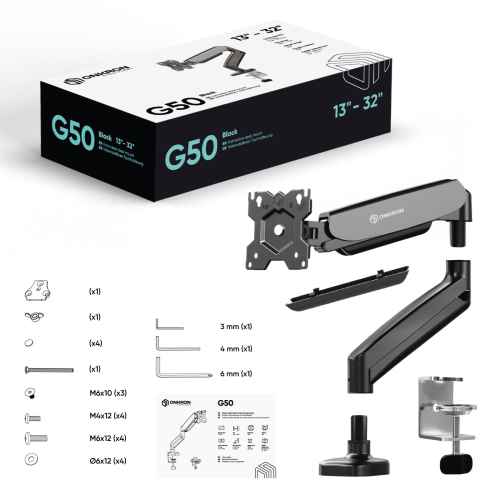 Desk Mount for Monitor 13"-32" max 18 lbs, Tilt-Swivel, with Rotation, Black G50 - Image 3