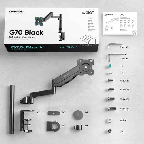 Desk Mount for Monitor 13"-34" max 18 lbs, Tilt-Swivel, with Rotation, Black G70 - Image 3
