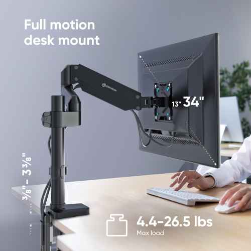 Desk Mount for Monitor 13"-34" max 26 lbs, Tilt-Swivel, with Rotation, Black G75 - Image 2