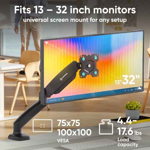 Desk Mount for Monitor 13"-32" max 18 lbs, Tilt-Swivel, with Rotation, Black G80 - Image 2