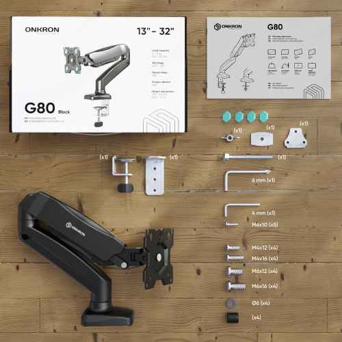 Desk Mount for Monitor 13"-32" max 18 lbs, Tilt-Swivel, with Rotation, Black G80 - Image 3