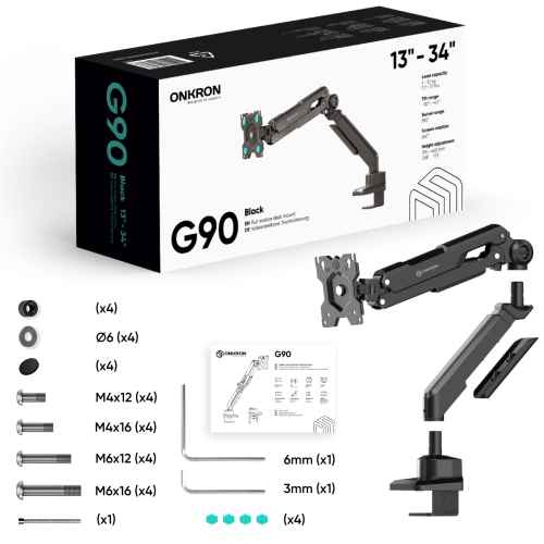 Desk Mount for Monitor 13"-34" max 22 lbs, Tilt-Swivel, with Rotation, Black G90 - Image 3