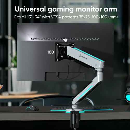 Gaming Monitor Desk Mount 13" - 34" max load 19.8 lbs GM25, White - Image 2