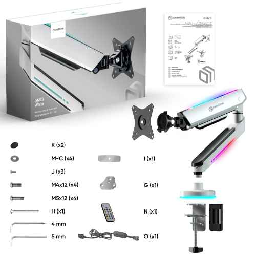 Gaming Monitor Desk Mount 13" - 34" max load 19.8 lbs GM25, White - Image 3
