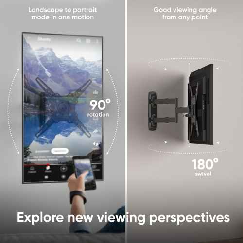 Tilting and swiveling TV bracket for 32"-65" with rotation max 90 lbs, black M4R - Image 2