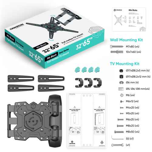 Tilting and swiveling TV bracket for 32"-65" with rotation max 90 lbs, black M4R - Image 3
