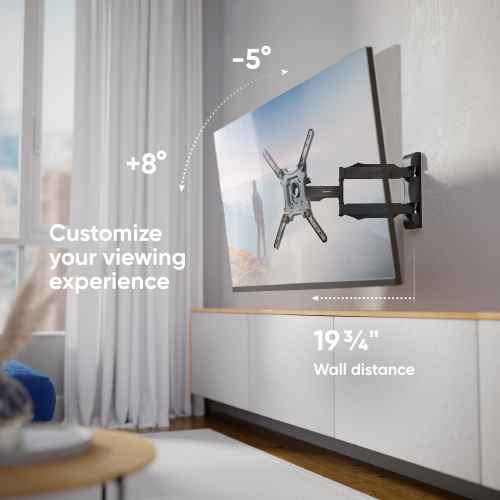 Tilting and swiveling TV bracket for 32"-65" max 77 lbs, black M4 - Image 2