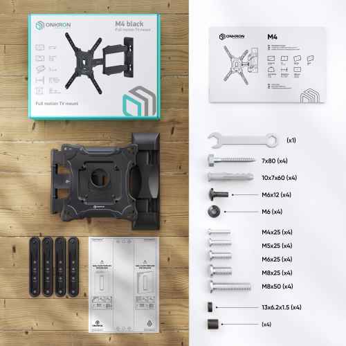 Tilting and swiveling TV bracket for 32"-65" max 77 lbs, black M4 - Image 3