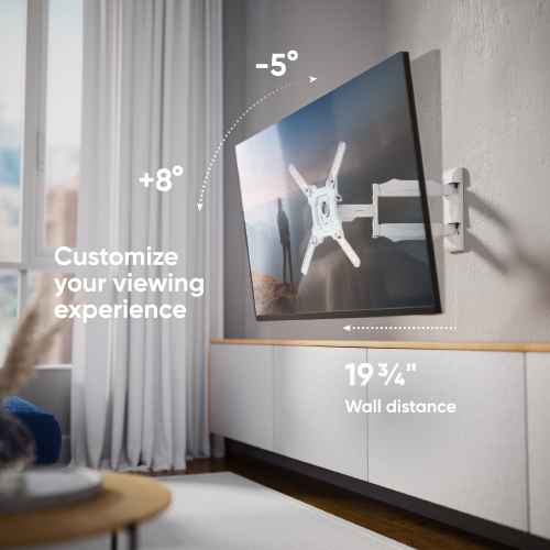 Tilting and swiveling TV bracket for 32"-65" max 77 lbs, white M4 - Image 2