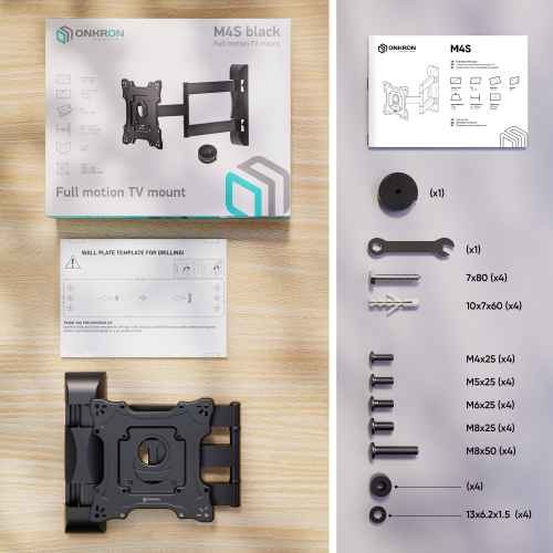 Tilting and swiveling TV bracket for 17"-43" max 77 lbs, black M4S - Image 3