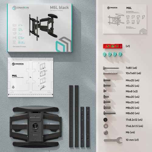 Tilting and swiveling TV bracket for 40"-75" max 100 lbs, black M6L - Image 3