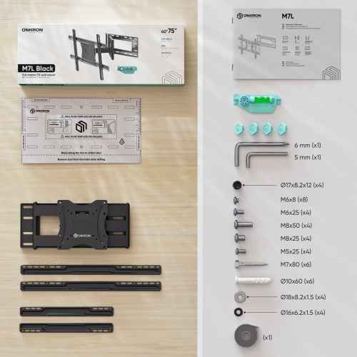 Tilting and swiveling TV bracket for 40"-75" max 150 lbs, black M7L - Image 3