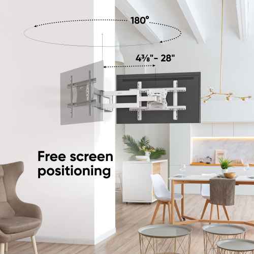 Tilting and swiveling TV bracket for 40"-75" max 150 lbs, white M7L - Image 2