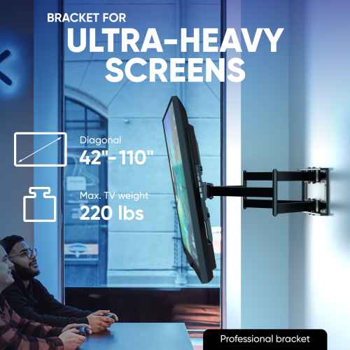 Tilting and swiveling TV bracket for 42"-110" with rotation max 220 lbs, black M8L - Image 2