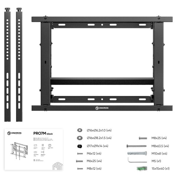 Wall Mount for 40" to 70" max 100 lbs, Black PRO7M - Image 3