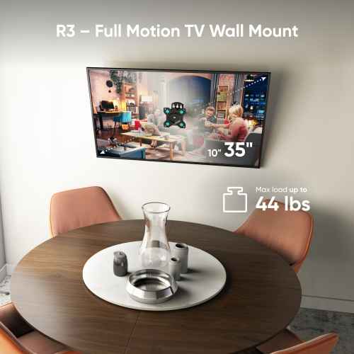 Tilting and swiveling bracket for TV or monitor 10"-35" with rotation max 44 lbs, black R3 - Image 2