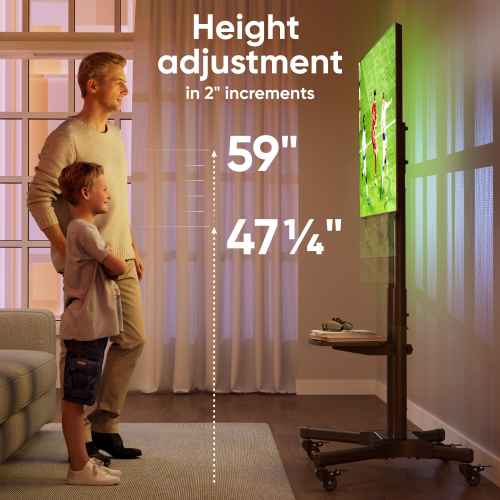 Mobile TV stand for TVs 32"-65", max 110 lbs, black TS1351 - Image 5