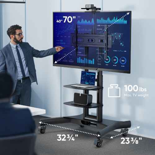 Mobile TV stand for TVs and professional displays 40"-70", max 133 lbs, black TS1552 - Image 5
