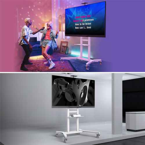 Mobile TV stand for TVs 55"-90", max 198 lbs, white TS1871 - Image 2