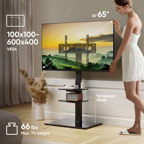 Interior TV stand with bracket 32"-65", max 88.2 lbs, black TS5550 - Image 2