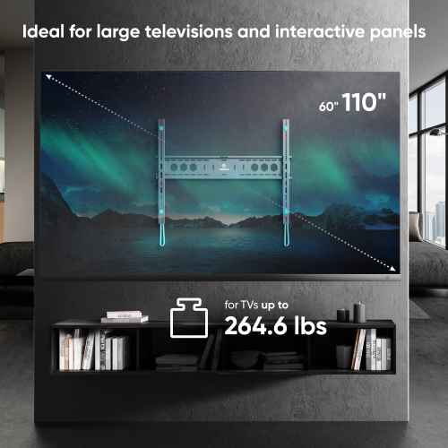 Fixed bracket for interactive panels or TV 60"-110" max 265 lbs, black UF12 - Image 2