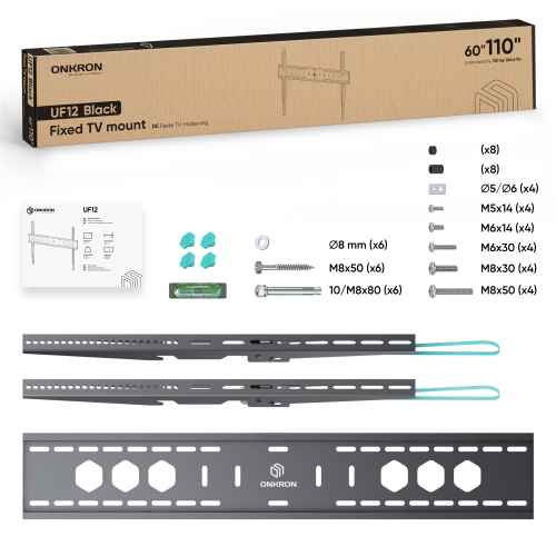 Fixed bracket for interactive panels or TV 60"-110" max 265 lbs, black UF12 - Image 3