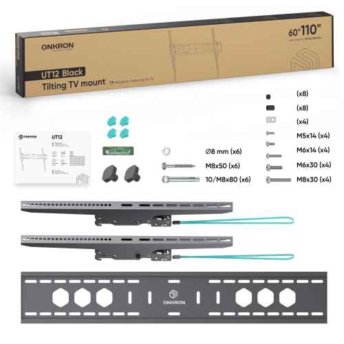 Tilting bracket for TV or interactive boards 60"-110" max 265 lbs, black UT12 - Image 3