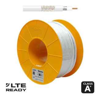 Triple Shielded Coaxial Cable Cu + O / Al PVC White 1 meter