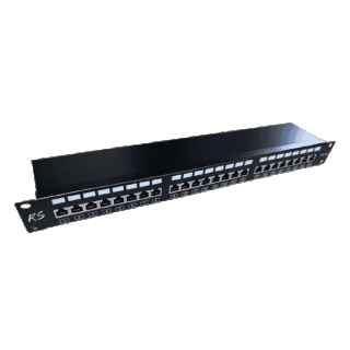 24 Ports FTP Cat 5E/6/6A Network Patch Panel Panel Mounted 19 Inch RJ45 Network Port Ethernet