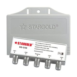 STARGOLD Waterproof & High Efficiency bHD DISEQC 2.0 SWITCH 4 Way Cable Splitter Works with HD TV, Satellite, High Speed Internet, Amplifier, Antenna