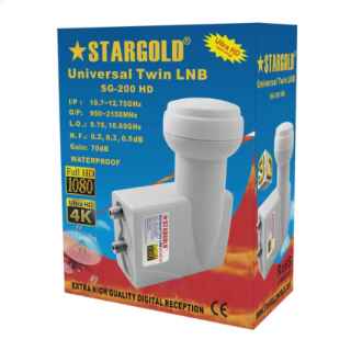 STARGOLD Gain 70dB Ultra Universal Two Way Satellite Dish Twin LNB SG-200 HD