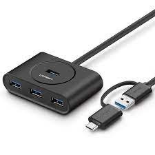 UGREEN 4-Port USB 3.0 Hub with USB-C & USB-A 2-in-1 interface 1M Black – CR113