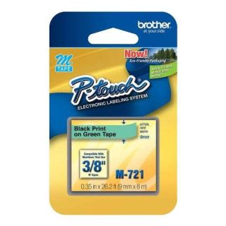 Brother M721 9mm Black on Green Label tape - Kenya