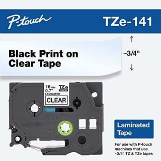 Brother Tape TZE-141 6mm Black on Clear - Kenya