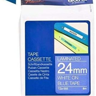 Brother TZE-555 24mm White on Blue Label tape - Kenya