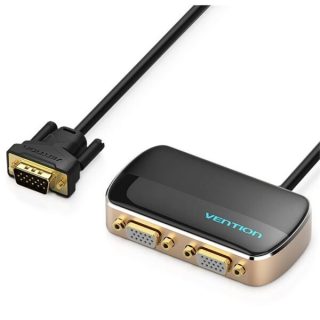 Vention 1 In 2 Out VGA Splitter Black Aluminium Alloy Type, DBABF