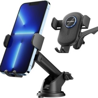 Vention One Touch Clamping Car Phone Mount With Suction Cup Black Square Type, KCVB0