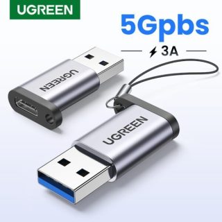 UGREEN USB-A 3.0 Male to USB-C 3.1 Female Adapter (Gray) – US276