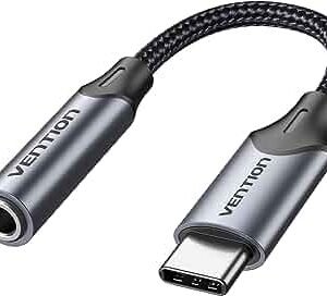 Vention USB-C Male to 3.5MM Earphone Jack With DAC Adapter 0.1M Gray Aluminum Alloy Type, BGMHA