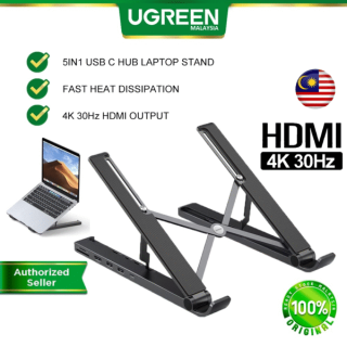Ugreen Foldable 5 in 1 Laptop Stand Docking Station, USB-C to USB 3.0 (2 Ports) + HDMI + SD & TF Card Reader + USB-C PD