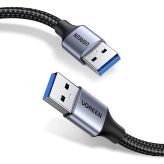 Ugreen USB-A Male to USB-A Male USB 3.0 Alu Case Braided Cable 2M Black – US373
