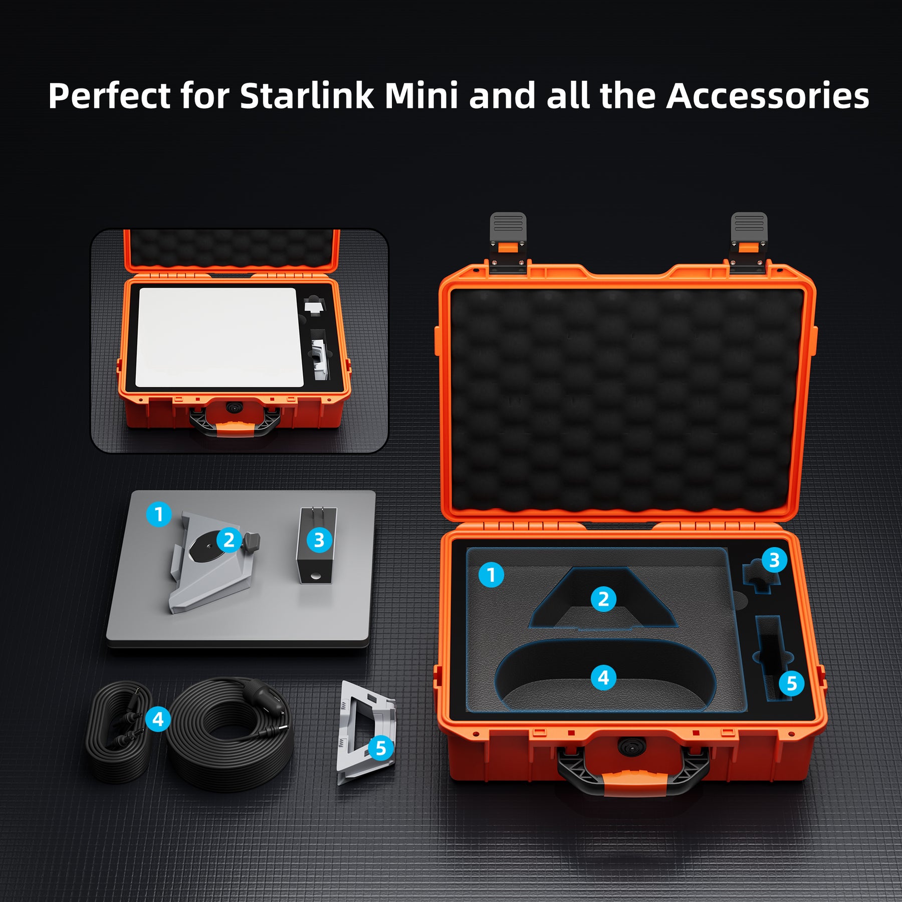 Starlink Mini Orange Hard Protective
  Travel Case with Organized Storage - Image 8