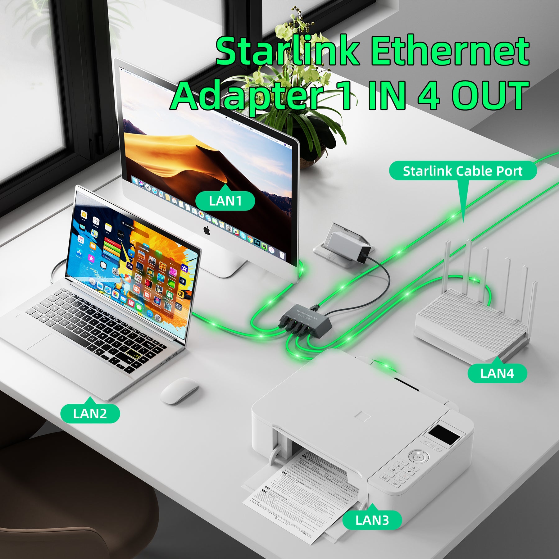 Starlink Ethernet Adapter for Gen 3
  Standard & Mini | 4-Port Gigabit LAN Network Switch - Image 10