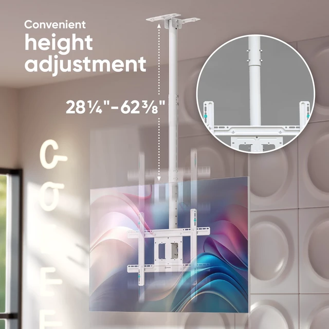 ONKRON Ceiling TV Mount for 32-80 Inch Screen up to 150 lbs, Height Adjustable Hanging TV Mount with Swivel and Tilt, VESA 100x100-600x400, Full Motion Ceiling Mount TV Bracket Drop Down, White %count(title) +254720548999 ONKRON Ceiling TV Mount for 32-80 Inch
Screen up to 150 lbs, Height Adjustable Hanging TV Mount with Swivel and
Tilt, VESA 100x100-600x400, Full Motion Ceiling Mount TV Bracket Drop Down,
White - Image 5